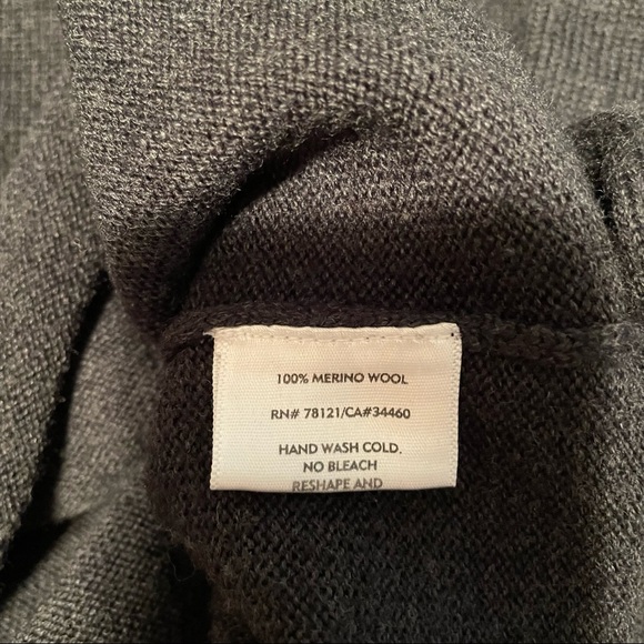 Mock turtleneck sweater. Dark charcoal/black. Merino wool. - Picture 3 of 3